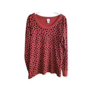 Hanna Andersson Organic Cotton Lounge Tee Brown Black Polka Dots Large EUC